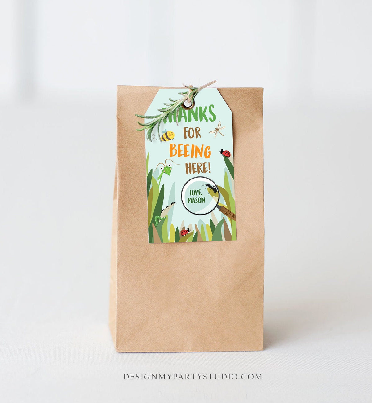 Editable Bug Favor Tags Bugs Birthday Thank You Label Bug Party Insect Gift tags Bugging out Beeing by Digital Template Printable 0090