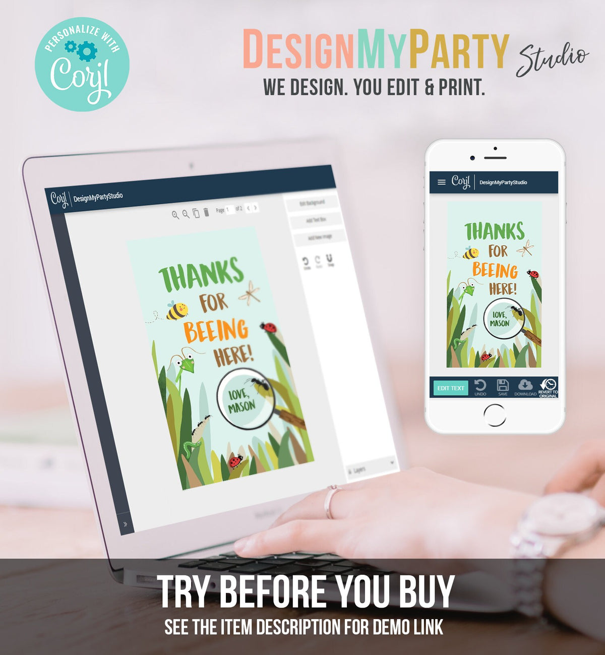 Editable Bug Favor Tags Bugs Birthday Thank You Label Bug Party Insect Gift tags Bugging out Beeing by Digital Template Printable 0090