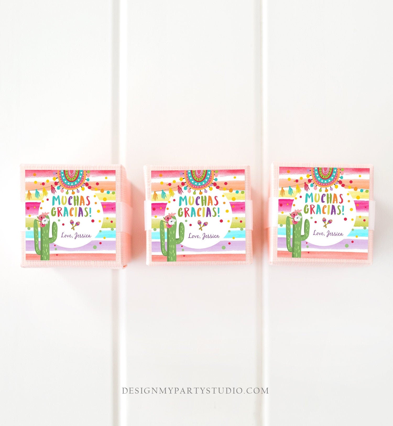 Editable Fiesta Favor Tags Muchas Gracias Thank You Tags Cactus Succulent Mexican Birthday Baby Bridal Shower Taco Bout Corjl Template 0134