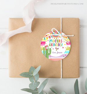 Editable Fiesta Favor Tags Muchas Gracias Thank You Tags Cactus Succulent Mexican Birthday Baby Bridal Shower Taco Bout Corjl Template 0134