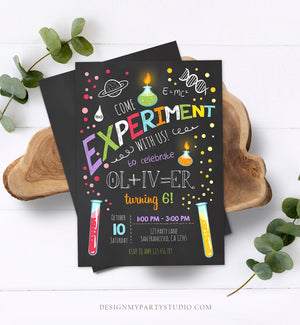 Editable Science Experiment Birthday Invitation Boy Experiment Party Mad Scientist Lab Slime Party Professor Corjl Template Printable 0094