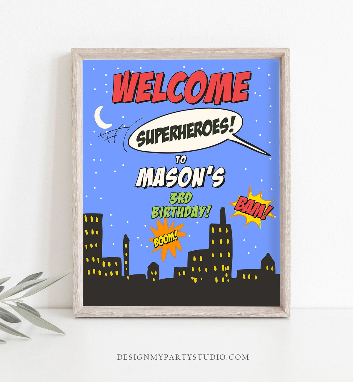 Editable Superhero Birthday Welcome Sign Boy Superheroes Party Super Hero Decor Comic Book Superhero Welcome Template PRINTABLE Corjl 0300
