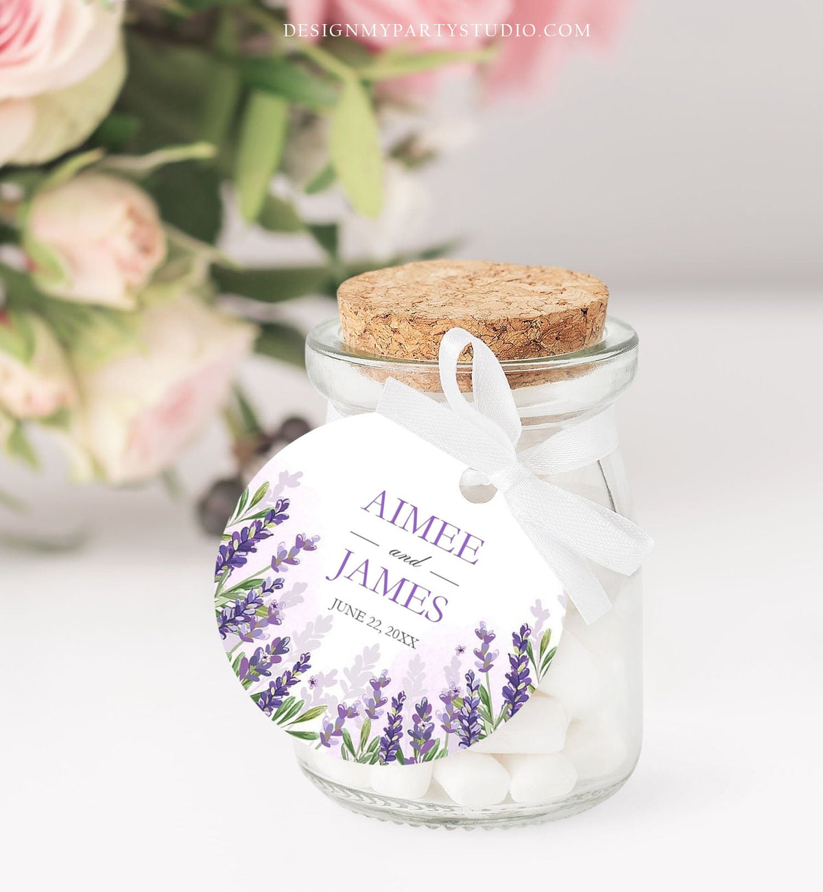 Editable Lavender Wedding Favors Thank You Tags Round Stickers Greenery Boho Lilac Blush Lavender Purple Digital Template Printable 0206