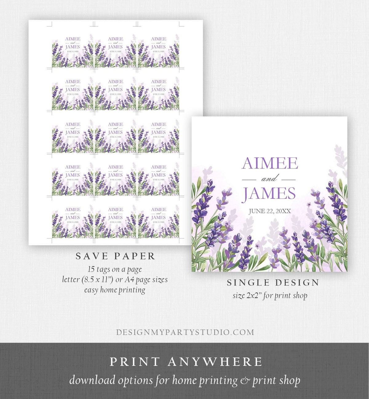 Editable Lavender Wedding Favors Thank You Tags Round Stickers Greenery Boho Lilac Blush Lavender Purple Digital Template Printable 0206