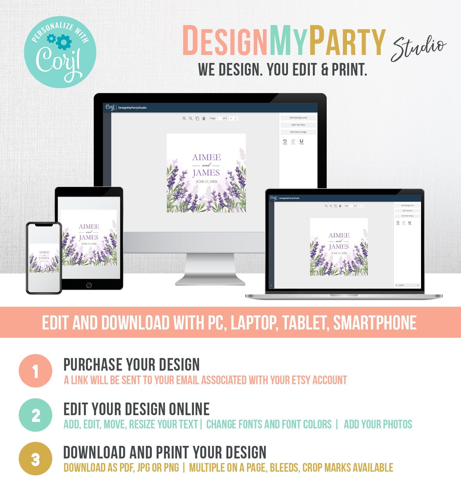 Editable Lavender Wedding Favors Thank You Tags Round Stickers Greenery Boho Lilac Blush Lavender Purple Digital Template Printable 0206
