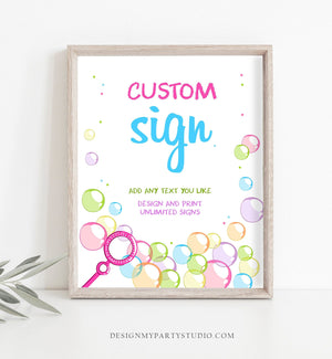 Editable Custom Sign Bubbles Sign Girl Bubble Birthday Table Sign Pink Wedding Decor Bubble Sign 8x10 Instant Download Corjl PRINTABLE 0035