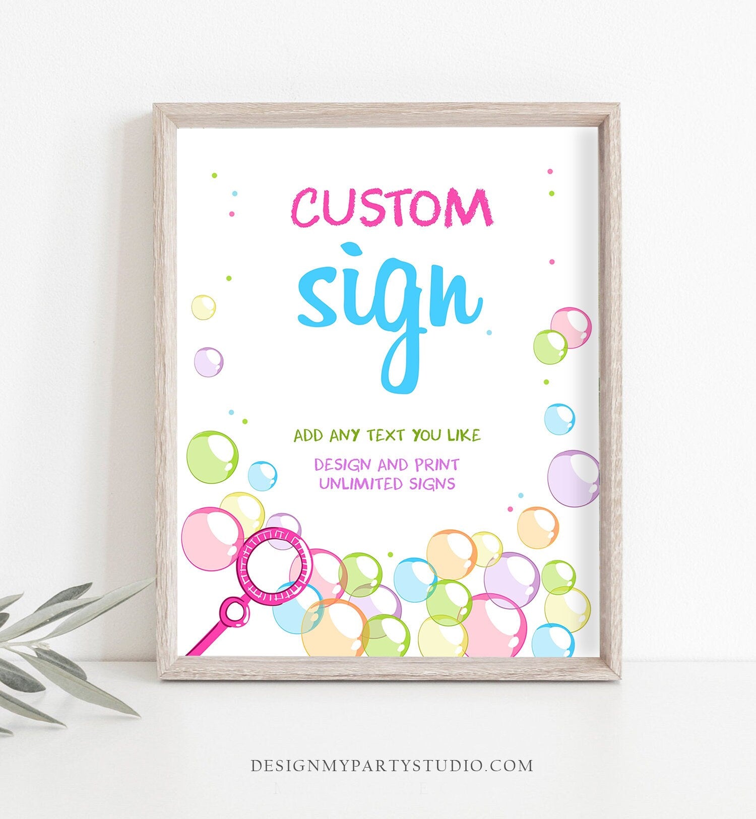 Editable Custom Sign Bubbles Sign Girl Bubble Birthday Table Sign Pink Wedding Decor Bubble Sign 8x10 Instant Download Corjl PRINTABLE 0035