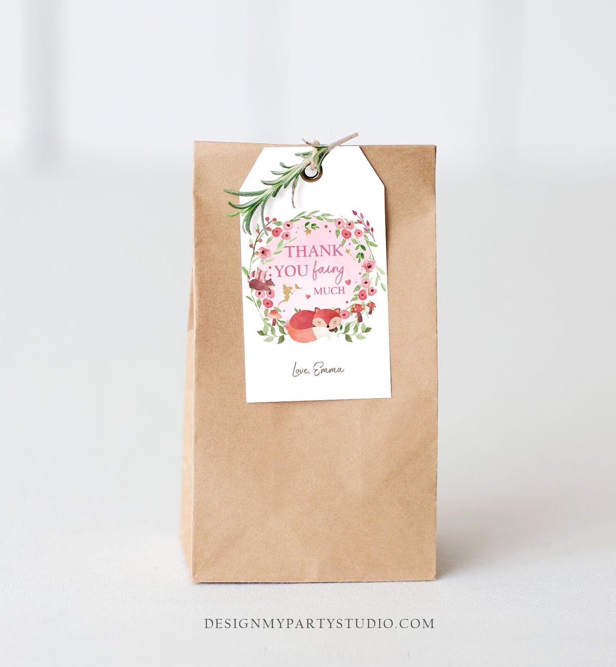 Editable Woodland Fairy Favor Tags Enchanted Forest Birthday Thank you tags Label Girl Woodland Gift tags Template PRINTABLE Corjl 0173