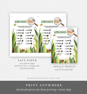 Editable Nature Scavenger Hunt for Kids Hiking Game Camping Party Game Trail Nature Walk Bug Printable Game Download Corjl Template 0090