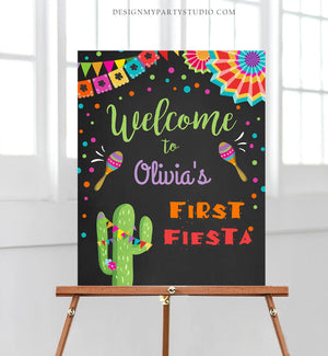 Editable Fiesta Welcome Sign First Birthday Welcome Cactus Mexican 1st Birthday First Fiesta Sign Boy Girl Template PRINTABLE Corjl 0045