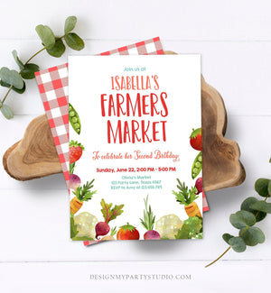Editable Farmers Market Birthday Invitation Vegetables Locally Grown Veggies Farm Fruits Market Printable Invitation Template Corjl 0144