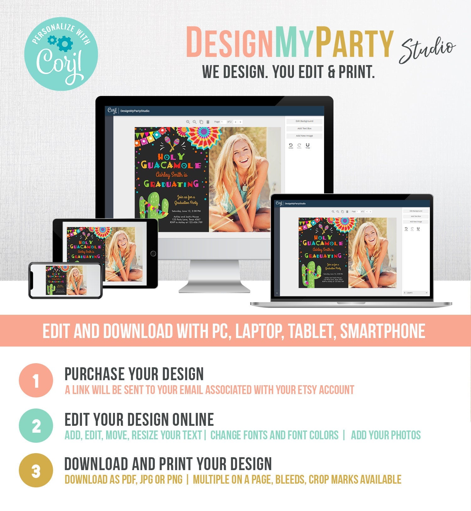 Editable Holy Guacamole Fiesta Graduation Party Invitation Let's Fiesta Grad Mexican Graduate Graduating College Digital Template 0045