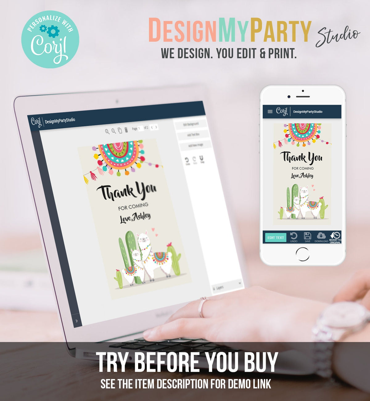 Editable Llama Favor Tags Baby Shower Birthday Llama Thank You Tags Fiesta Cactus Alpaca Mexican Neutral Download Template Printable 0079
