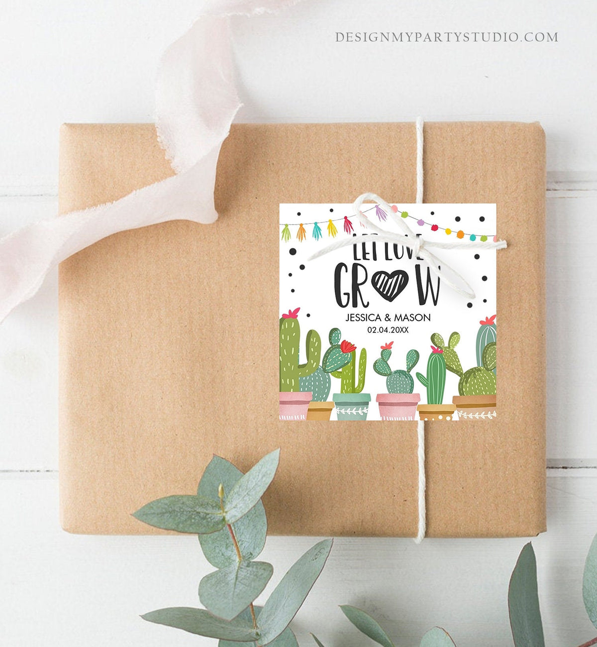Editable Let Love Grow Tags Fiesta Bridal Shower Favor Tags Wedding Succulent Cactus Taco Bout Love Tag Baby Digital Template Printable 0254