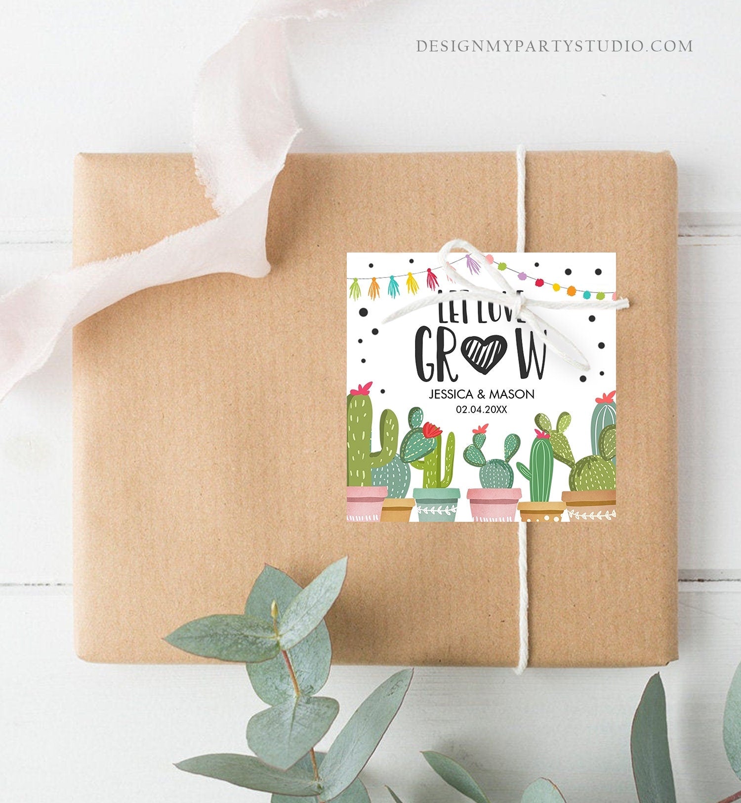 Editable Let Love Grow Tags Fiesta Bridal Shower Favor Tags Wedding Succulent Cactus Taco Bout Love Tag Baby Digital Template Printable 0254