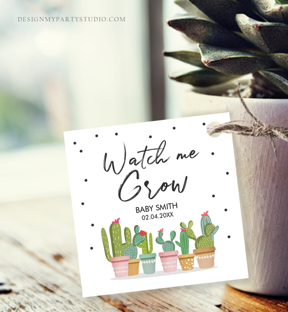 Editable Watch Me Grow Tags Fiesta Cactus Favor Tags Baby Shower Bridal Succulent Taco Bout Love Tag Baby Digital Template Printable 0254