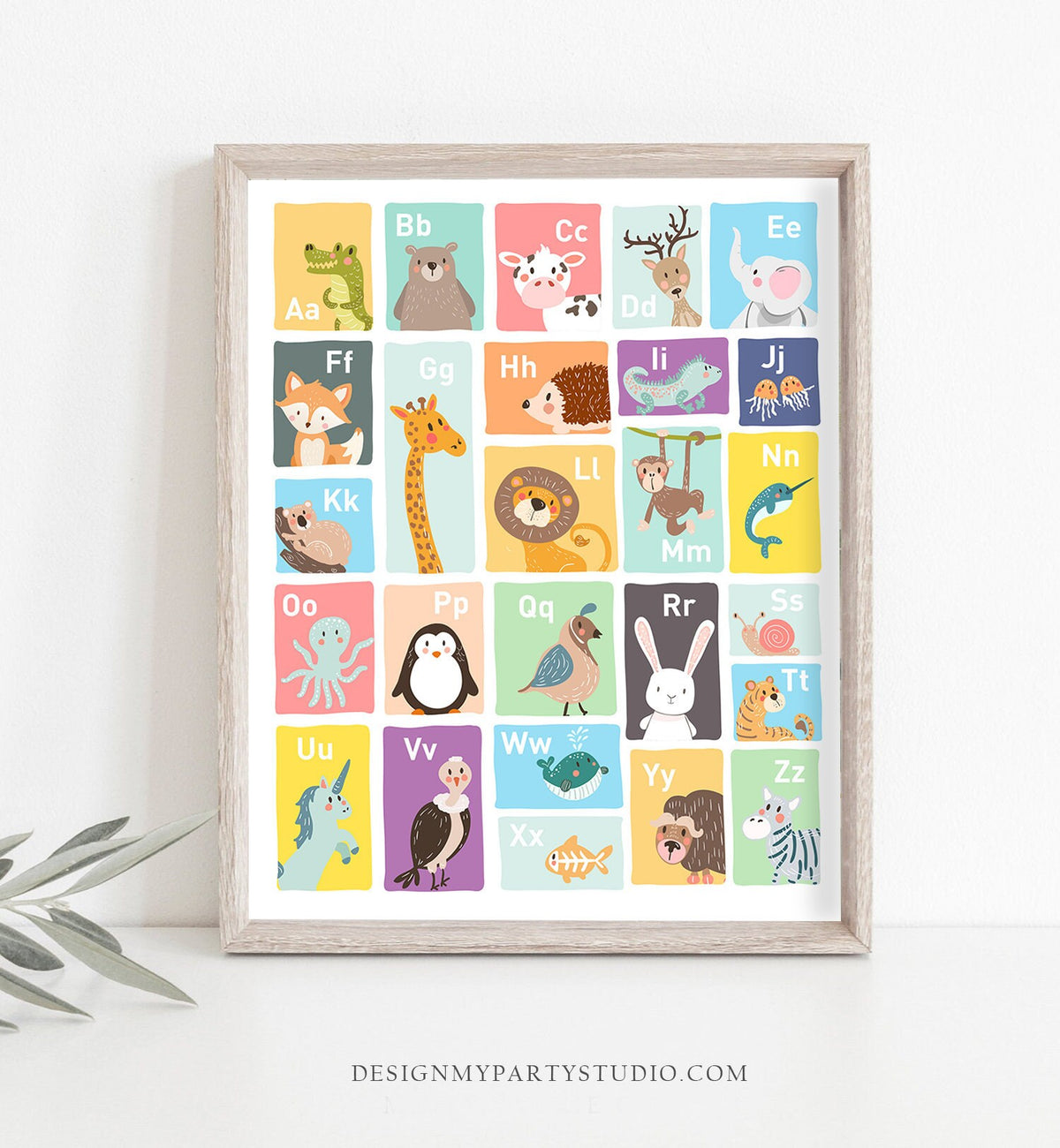 ABC Alphabet Print Nursery Decor Nursery Wall Art Alphabet Animals Kids Room Children&#39;s Wall decal ABC poster Digital PRINTABLE 8 x 10&quot;
