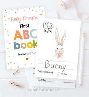 Editable ABC Coloring Book Baby Shower Game Shower Activity Baby Book Coloring Pages Alphabet Flash Cards First ABC Template Corjl PRINTABLE