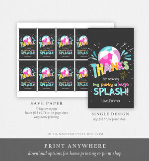 Editable Pool Party Favor Tags Tags Pool Party Birthday Thank you tags Pink Girl Summer Bag Tags Thank You Template Corjl PRINTABLE 0169
