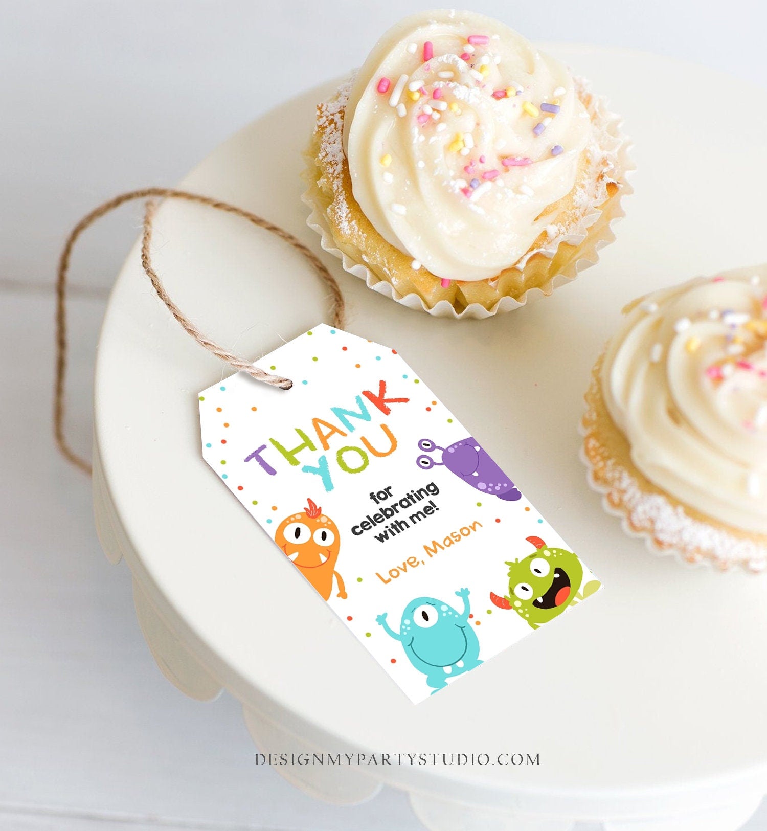 Editable Little Monster Favor Tag Monsters Birthday Thank You Tag Monster Bash Boy Monster Party Decor Girl Digital Template Printable 0058