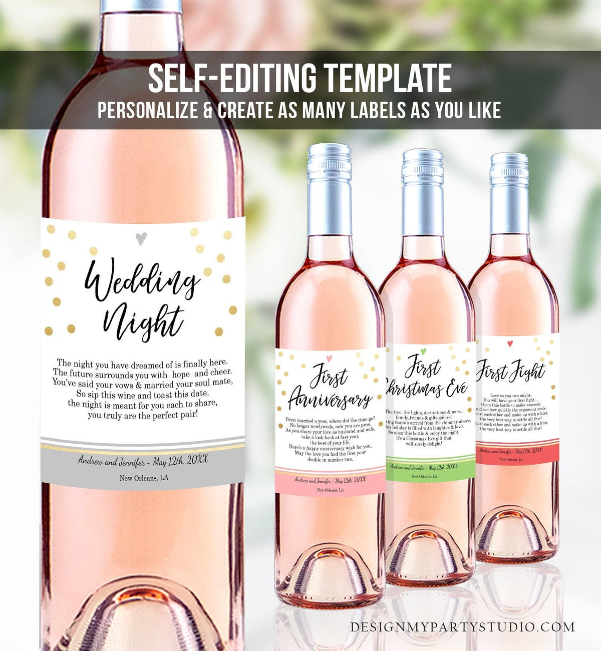 Editable Wine Label Wedding Milestones Wedding Wine Labels Milestones Firsts Bridal Shower Gift Template Digital Download Printable