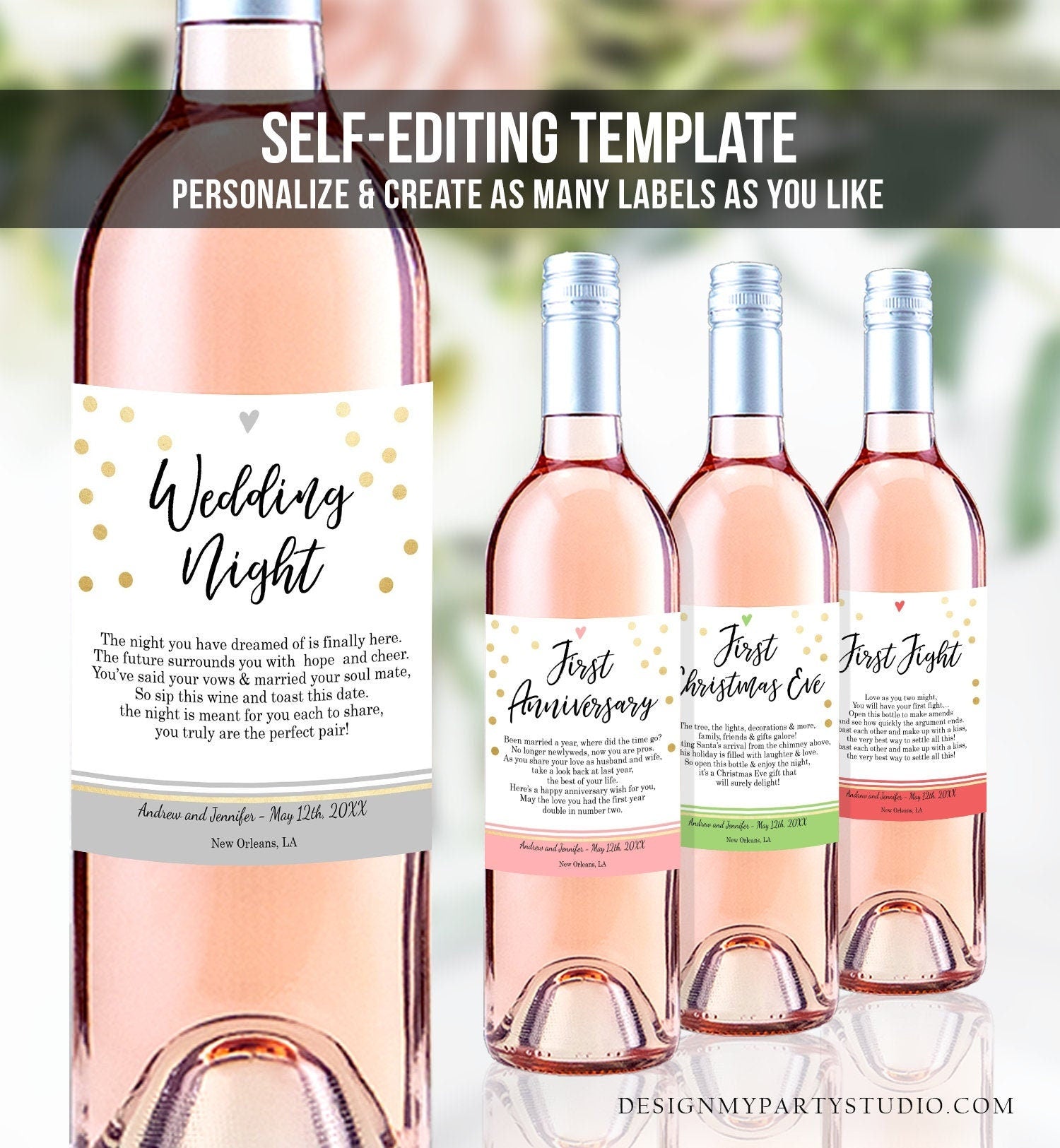 Editable Wine Label Wedding Milestones Wedding Wine Labels Milestones Firsts Bridal Shower Gift Template Digital Download Printable