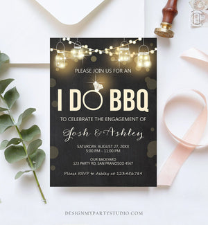 Editable I Do BBQ Invitation Couples Shower Invite Engagement Party Rustic Chalk Lights Boho Download Printable Template Corjl Digital 0015