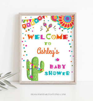 Editable Fiesta Welcome Sign Baby Shower Birthday Bridal Shower Cactus Mexican Fiesta Sign Boy Girl Pink Corjl Template Printable 0045