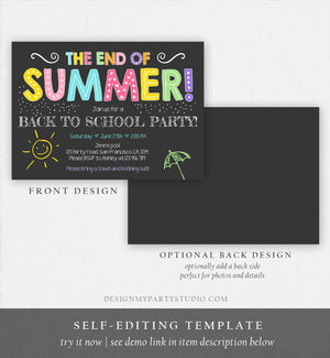 Editable End Of The Summer Pool Party Invitation Back to School Splish Splash Birthday Swimming Download Corjl Template Printable 0156