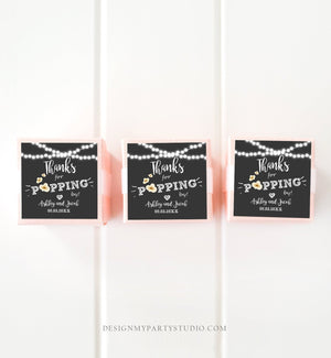 Editable Thanks For Popping By Gift Popcorn Favor Tag String Lights Bridal Shower Wedding Birthday Party Stickers Template Corjl 0110