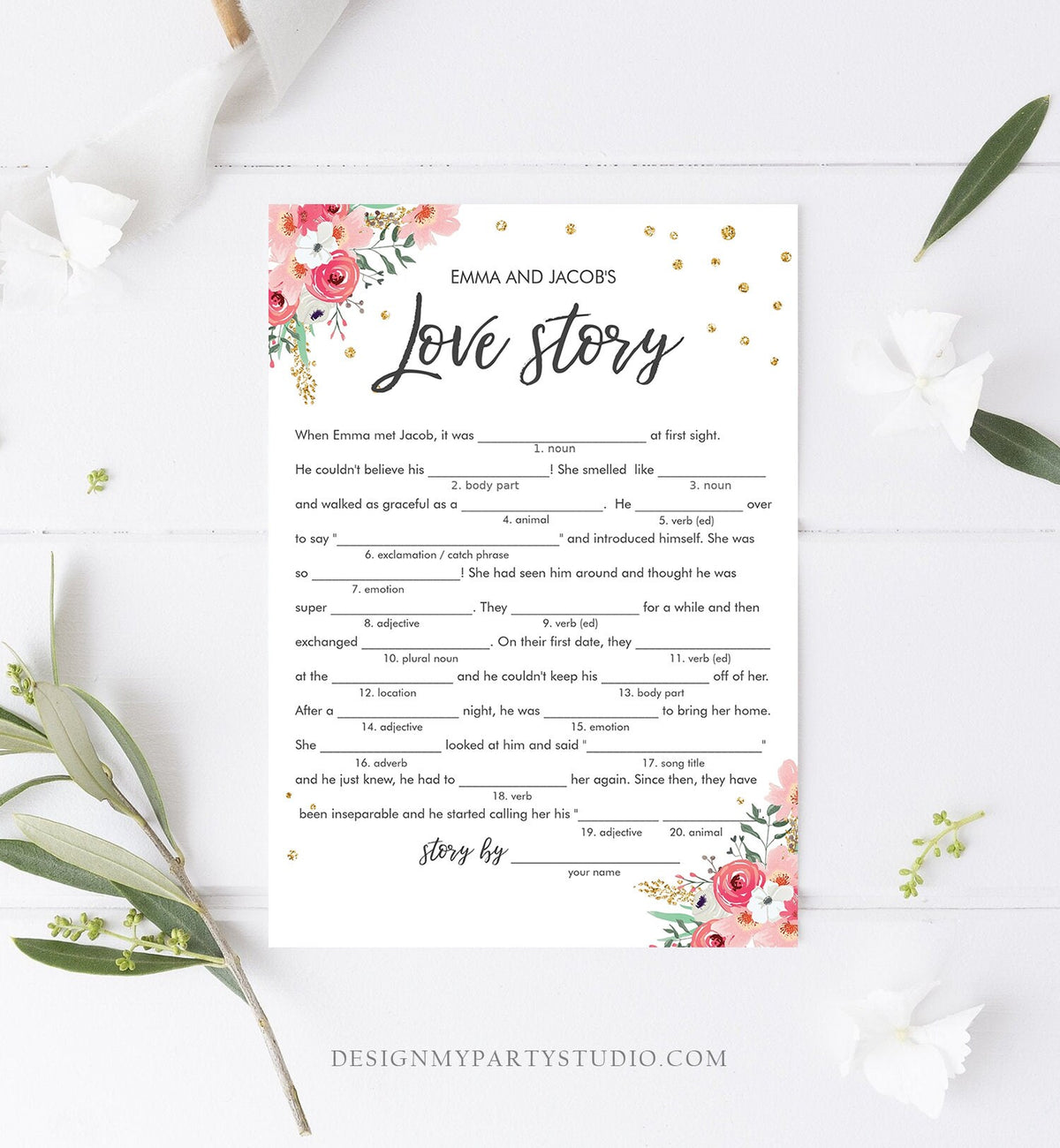 Editable Travel Adventure Floral Bridal Shower Games Bundle Wedding Shower Activity Pink Gold Confetti Digital Template Printable 0030 0318