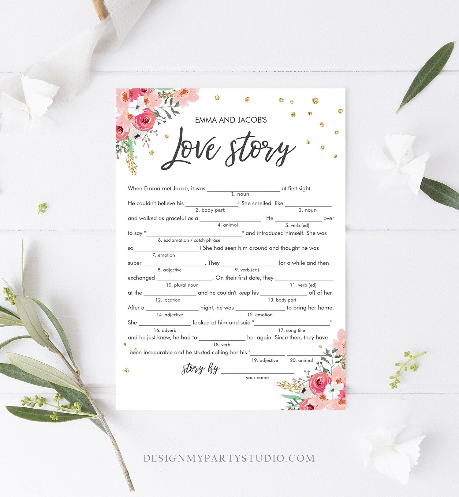 Editable Travel Adventure Floral Bridal Shower Games Bundle Wedding Shower Activity Pink Gold Confetti Digital Template Printable 0030 0318