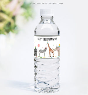 Editable Water Bottle Labels Party Animals Birthday Wild One Birthday Decor Safari Zoo Printable Bottle Labels Template Corjl 0142