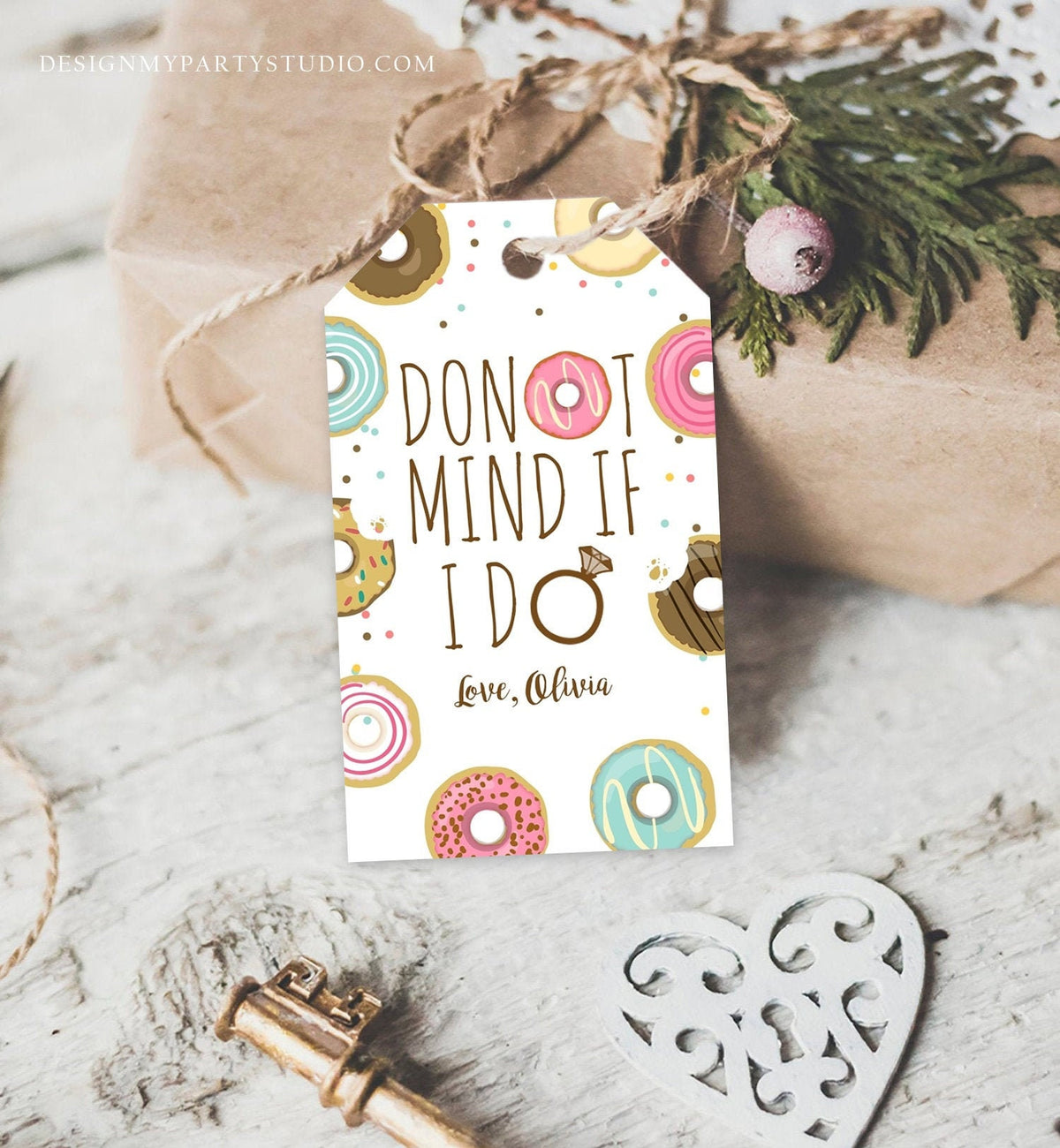 Editable Donut Mind if I Do Favor Tags Tags Donut Bridal Shower Thank you tags Doughnut Wedding Donut tags Template PRINTABLE Corjl 0050