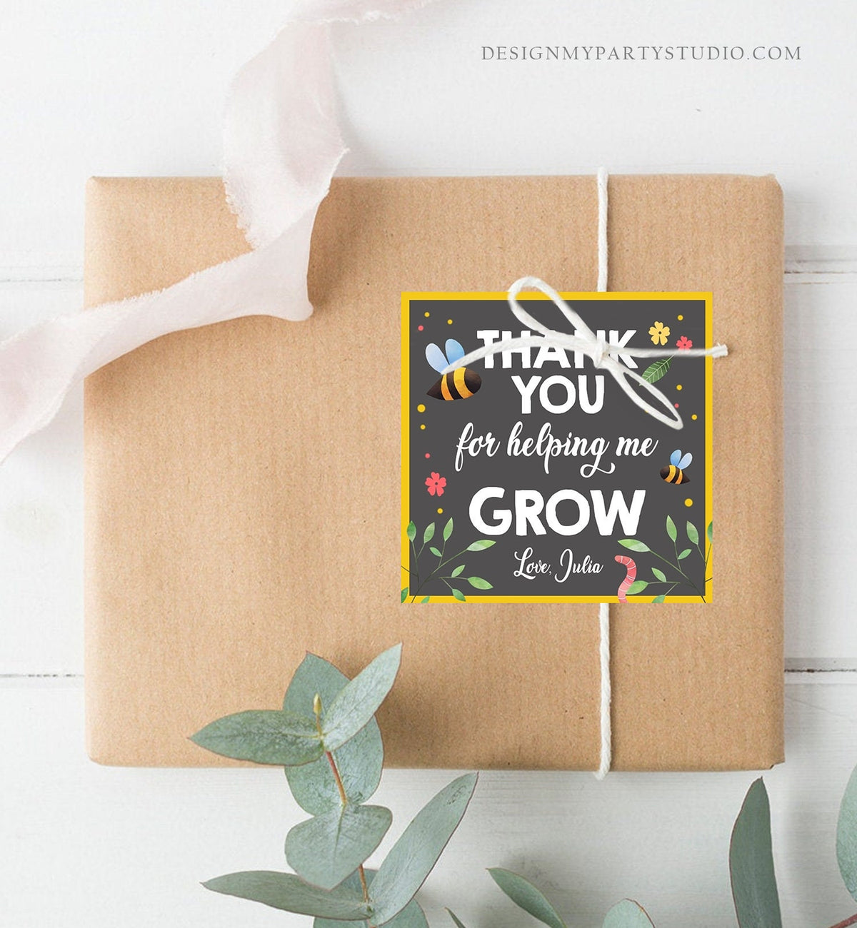 Editable Teacher Appreciation Tags Thank You for Helping me Grow Succulent Thank You Cactus Plant Tag Digital Template Printable 0464
