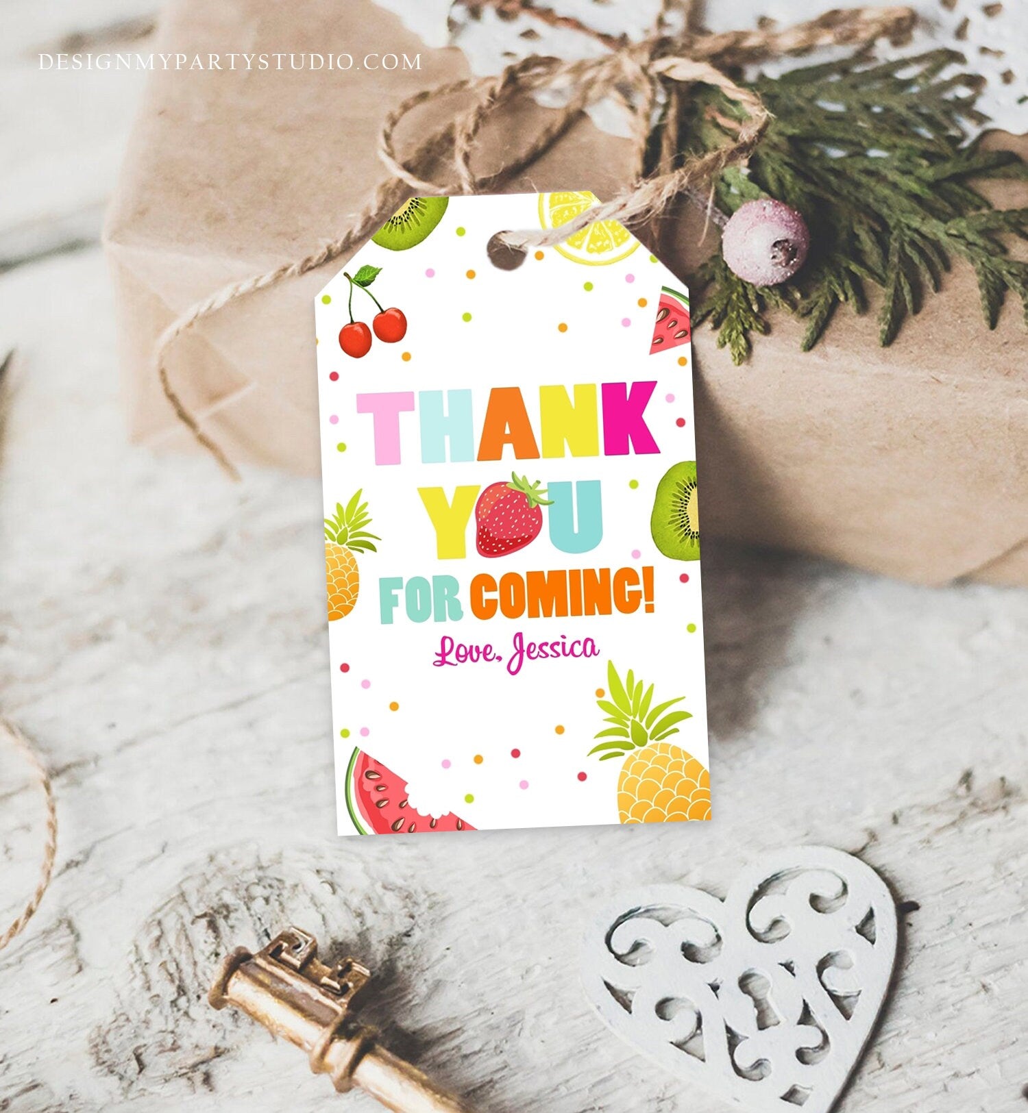 Editable Two-tti Frutti Favor Tag Birthday Twotti Fruity Party Fruit Thank You Tag Tropical Summer Digital Download Corjl Printable 0127