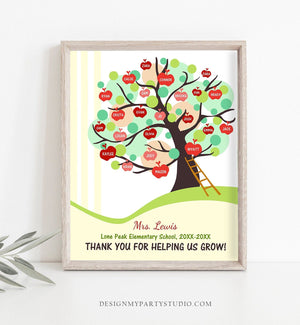 Editable Teacher Tree Print Student Names End of Year Gift Teacher Apples Appreciation Printable Instant Download Template Corjl 0464