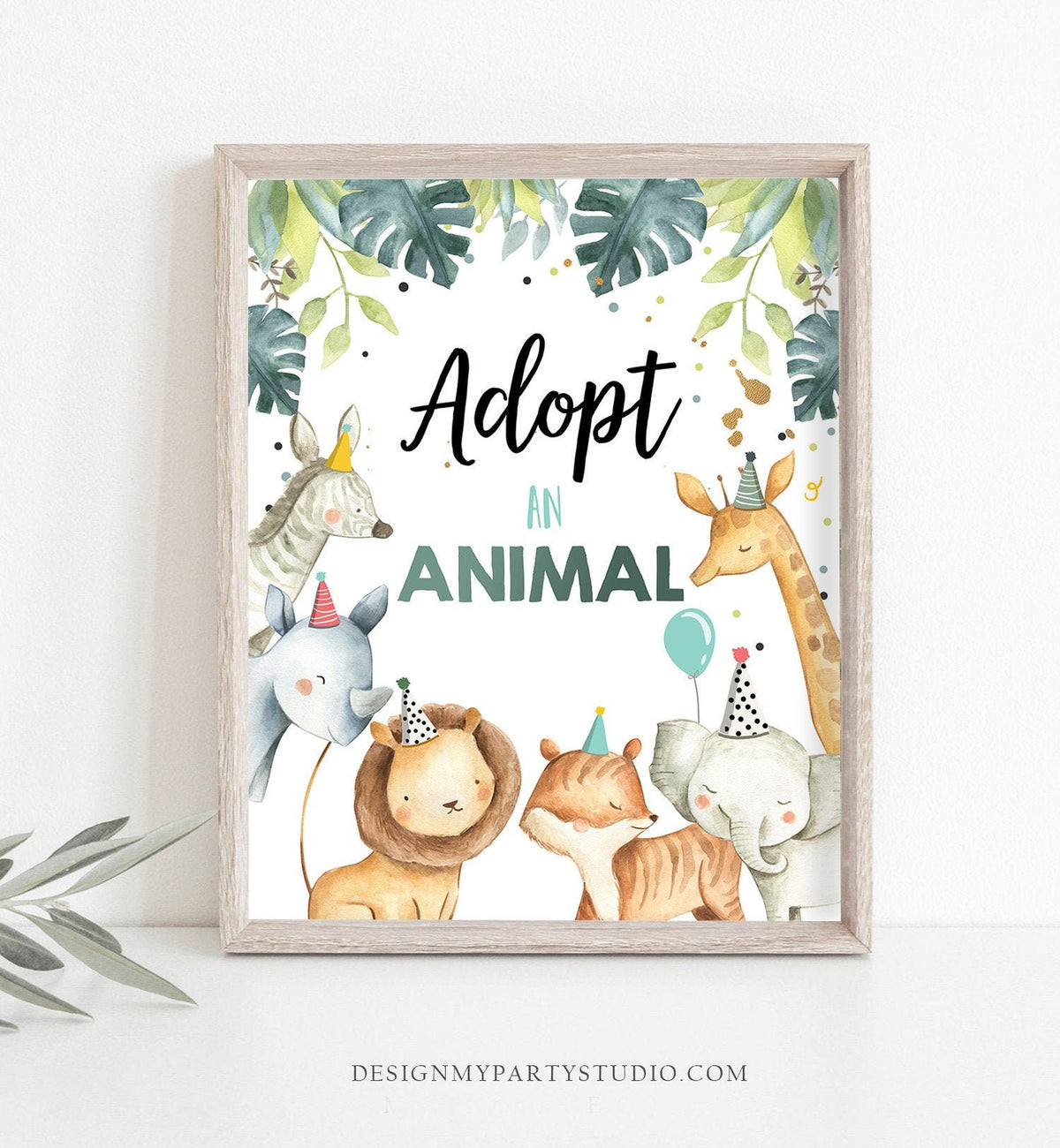 Adopt an Animal Birthday Sign Table Decor Party Animals Birthday Wild One Safari Animals Zoo Table Sign Zoo Boy Party Jungle Printable 0163