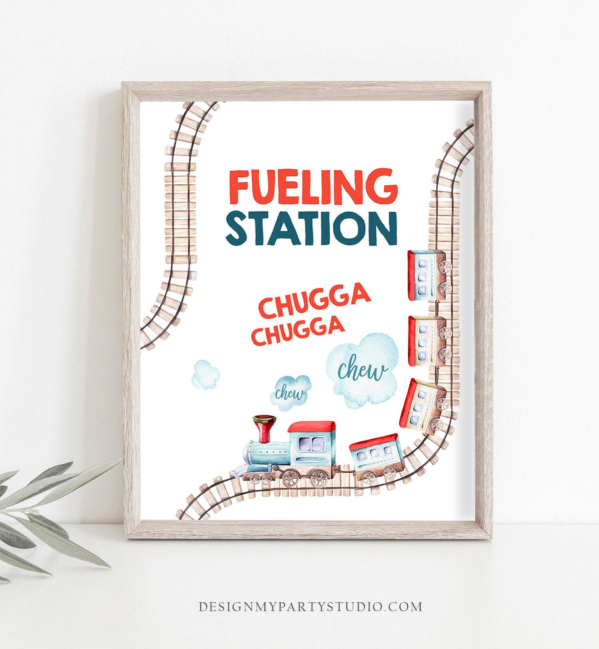 Fueling Station Sign Train Birthday Party Sign Vintage Train Theme Boy Red Blue Drink Table Sign Train Food Table Sign Decor Printable 0149