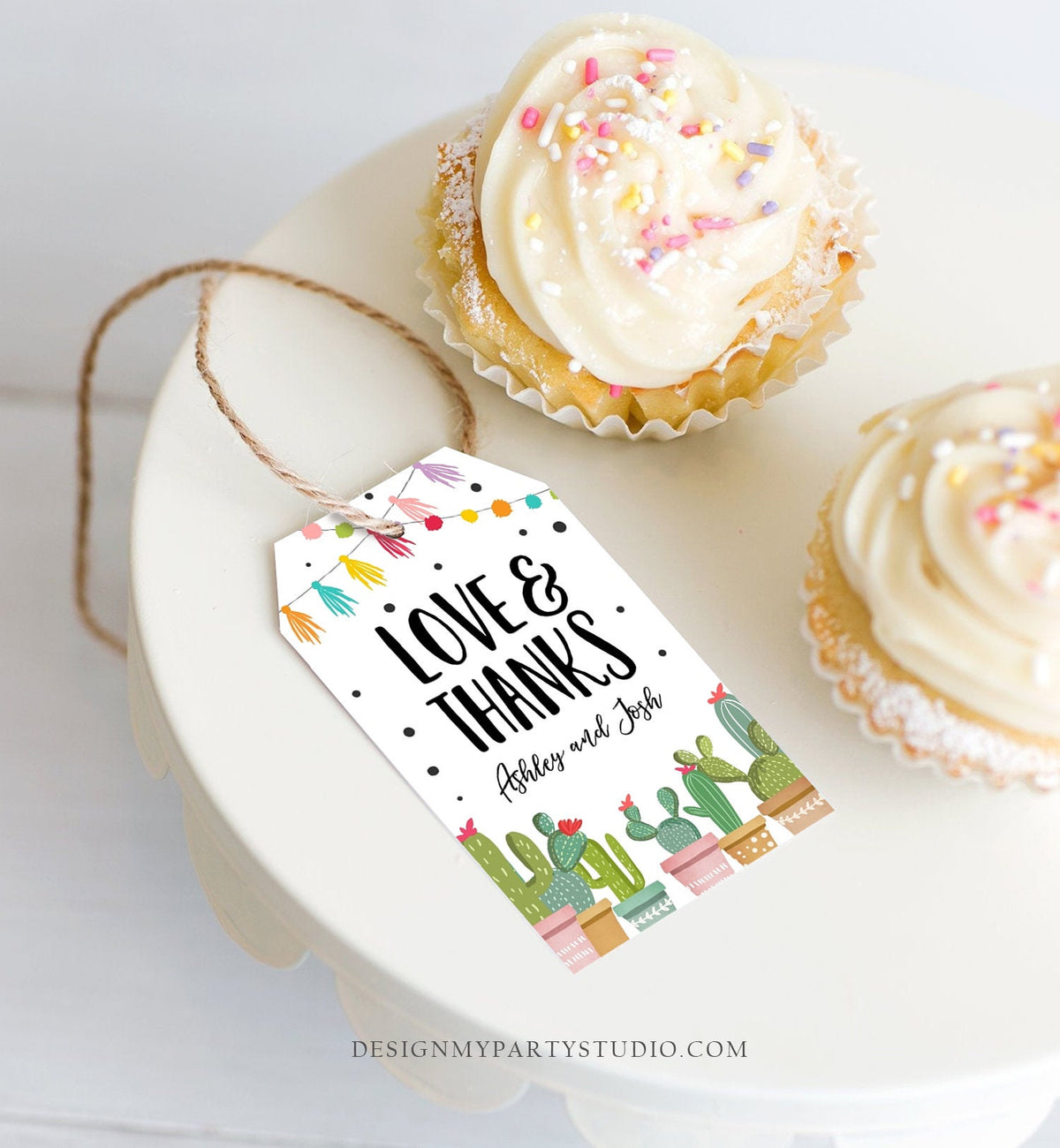 Editable Cactus Fiesta Favor Tags Fiesta Love and Thanks Mexican Muchas Gracias Bridal Shower Succulent Couples Shower Corjl Template 0254