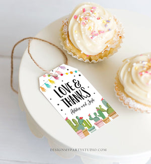 Editable Cactus Fiesta Favor Tags Fiesta Love and Thanks Mexican Muchas Gracias Bridal Shower Succulent Couples Shower Corjl Template 0254