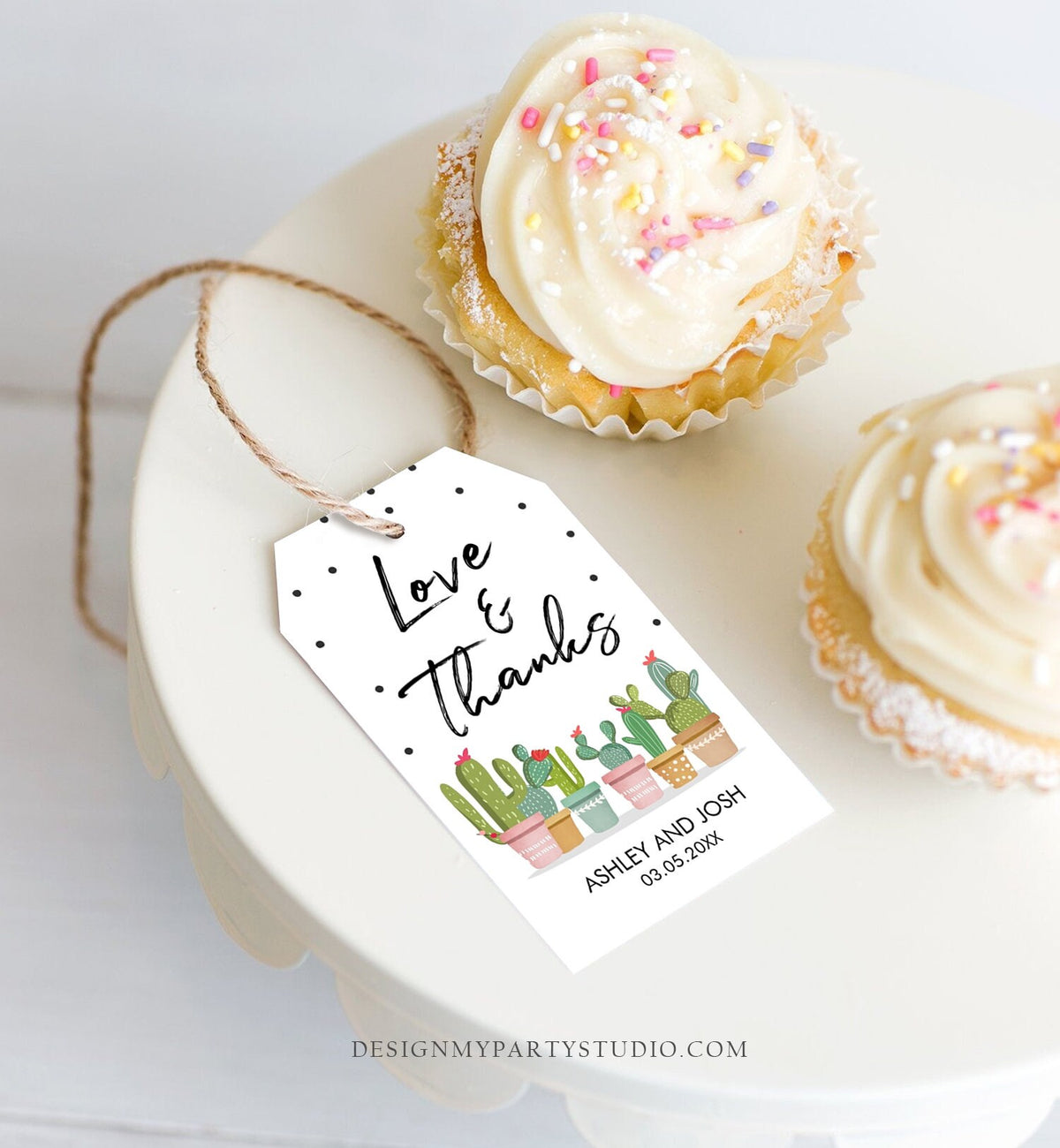 Editable Cactus Fiesta Favor Tags Fiesta Love and Thanks Mexican Muchas Gracias Bridal Shower Succulent Couples Shower Corjl Template 0254