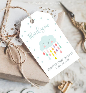 Editable Cloud Baby Shower Favor Tags Cloud Labels Cloud Thank you Tags Gift Tag Raindrops Blue Boy Sprinkle Tags Template Corjl 0036