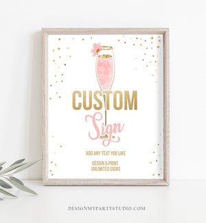 Editable Custom Sign Brunch and Bubbly Bridal Shower Floral Champagne Gold Pink Wedding Table Sign Decor 8x10 Download PRINTABLE Corjl 0150
