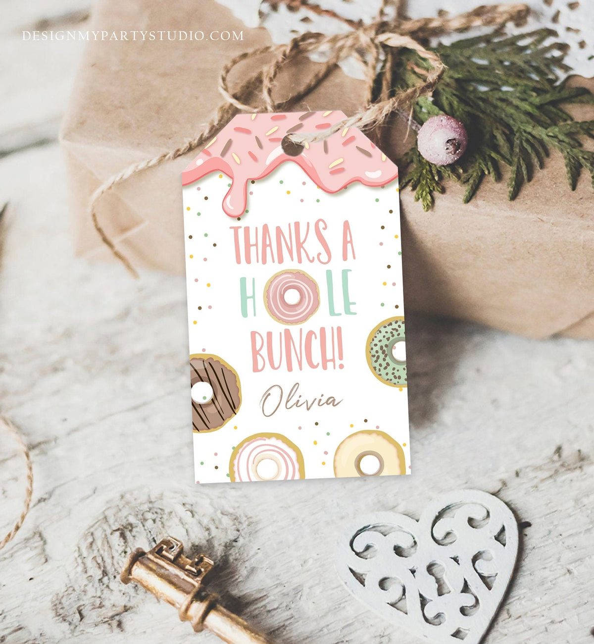 Editable Donut Favor Tag Donut Birthday Donut Thank You A hole Bunch Shower Girl Pink Donut Pastel Digital Download Template Printable 0320