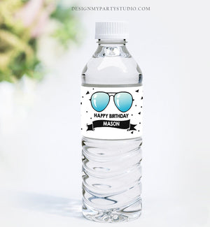 Editable Water Bottle Labels Sunglasses Two Cool Birthday Boy 2nd Birthday Summer I'm This Many Glasses Decor Printable Template Corjl 0136