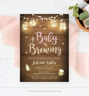 Editable A Baby is Brewing Invitation Bottle and Beers Baby Shower BaByQ BBQ Coed Couples Shower Girl Download Printable Template Corjl 0015