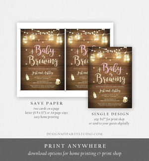 Editable A Baby is Brewing Invitation Bottle and Beers Baby Shower BaByQ BBQ Coed Couples Shower Girl Download Printable Template Corjl 0015