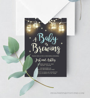 Editable A Baby is Brewing Invitation Bottle and Beers Baby Shower BaByQ BBQ Coed Couples Shower Boy Download Printable Template Corjl 0024