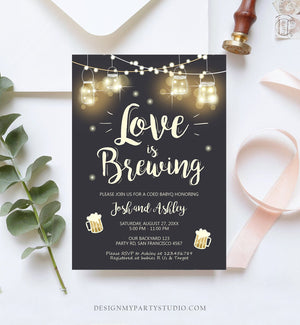Editable Love is Brewing Invitation Bridal Shower Beer BBQ Rehearsal Dinner Wedding Couples Shower Rustic Download Print Template Corjl 0024